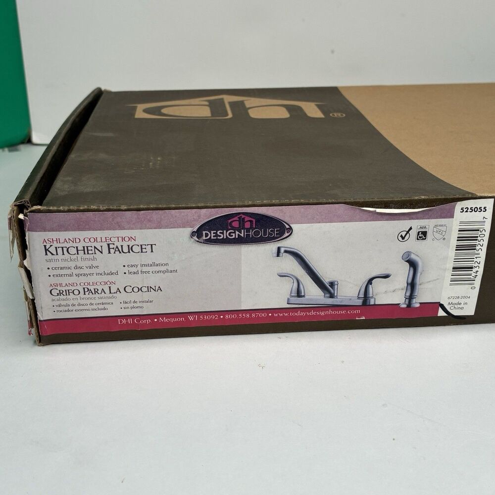 Design House 525055 Ashland Collection Kitchen Faucet Satin Nickel Finish New